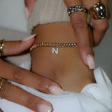 Tiny A-Z Initial Letter Anklets For Women Gold Charm CZ Alphabet Cuban Link Anklet Bracelet Summer Beach Boho Jewelry Party Gift daiiibabyyy