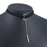90'S Punk New Fashion 4 Colors Leather Choker Necklace Gold Color Geometry With Round Pendant Collar Necklace For Women Girls daiiibabyyy