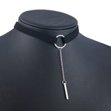 90'S Punk New Fashion 4 Colors Leather Choker Necklace Gold Color Geometry With Round Pendant Collar Necklace For Women Girls daiiibabyyy