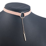 90'S Punk New Fashion 4 Colors Leather Choker Necklace Gold Color Geometry With Round Pendant Collar Necklace For Women Girls daiiibabyyy