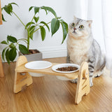 Cat Food And Water Bowl Raised Dog Ceramic Adjustable Elevated Stand Feeder Neck Care Cat Dog Pets Supplies Bowls daiiibabyyy