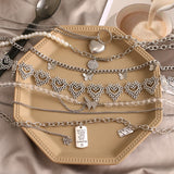 VKME Punk Pearl Chain Necklace For Women Butterfly Dog Tag Heart Pendants Necklaces Women's Neck Chain Jewelry On The Neck daiiibabyyy