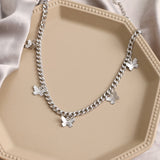 VKME Punk Pearl Chain Necklace For Women Butterfly Dog Tag Heart Pendants Necklaces Women's Neck Chain Jewelry On The Neck daiiibabyyy