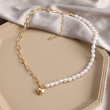 VKME Punk Pearl Chain Necklace For Women Butterfly Dog Tag Heart Pendants Necklaces Women's Neck Chain Jewelry On The Neck daiiibabyyy