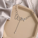 VKME Punk Pearl Chain Necklace For Women Butterfly Dog Tag Heart Pendants Necklaces Women's Neck Chain Jewelry On The Neck daiiibabyyy