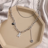VKME Punk Pearl Chain Necklace For Women Butterfly Dog Tag Heart Pendants Necklaces Women's Neck Chain Jewelry On The Neck daiiibabyyy