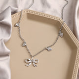 VKME Punk Pearl Chain Necklace For Women Butterfly Dog Tag Heart Pendants Necklaces Women's Neck Chain Jewelry On The Neck daiiibabyyy