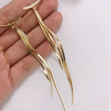 Vintage Gold Color Bar Long Thread Tassel Drop Earrings for Women Glossy Arc Geometric Korean Fashion Jewelry Hanging Pendientes daiiibabyyy