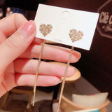 Vintage Gold Color Bar Long Thread Tassel Drop Earrings for Women Glossy Arc Geometric Korean Fashion Jewelry Hanging Pendientes daiiibabyyy