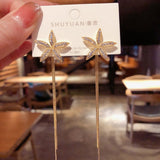 Vintage Gold Color Bar Long Thread Tassel Drop Earrings for Women Glossy Arc Geometric Korean Fashion Jewelry Hanging Pendientes daiiibabyyy