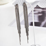 Vintage Gold Color Bar Long Thread Tassel Drop Earrings for Women Glossy Arc Geometric Korean Fashion Jewelry Hanging Pendientes daiiibabyyy