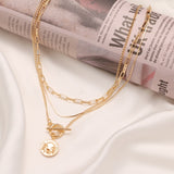 ZOVOLI Vintage Multi Layered Lock Portrait Pearl Round Coin Pendants Necklaces For Women Bohemia Gold Key Heart Long  Jewelry daiiibabyyy