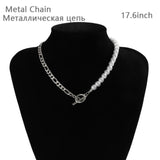 2021 New Fashion Baroque Pearl Chain Necklace Women Collar Wedding Punk Toggle Clasp Circle Lariat Bead Choker Necklaces Jewelry daiiibabyyy