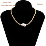 2021 New Fashion Baroque Pearl Chain Necklace Women Collar Wedding Punk Toggle Clasp Circle Lariat Bead Choker Necklaces Jewelry daiiibabyyy