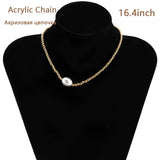 2021 New Fashion Baroque Pearl Chain Necklace Women Collar Wedding Punk Toggle Clasp Circle Lariat Bead Choker Necklaces Jewelry daiiibabyyy