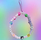HangZhi 2021 New Acrylic Smile Flower Beads Chain for Mobile Phone Anti-lost Cord Strap Wristband Bracelet Multi-use Lanyard daiiibabyyy