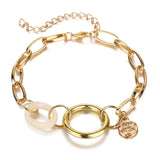 VKME Bohemian Gold Beads Pearl Bracelets for Women Fashion Beaded Charm Bracelets Pearl Pendant chain Bracelets Women Jewelry daiiibabyyy