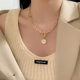 IPARAM Thick Chain Toggle Clasp Gold Necklaces Mixed Linked Circle Necklaces for Women Minimalist Choker Necklace Hot Jewelry daiiibabyyy