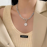 IPARAM Thick Chain Toggle Clasp Gold Necklaces Mixed Linked Circle Necklaces for Women Minimalist Choker Necklace Hot Jewelry daiiibabyyy