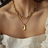 IPARAM Thick Chain Toggle Clasp Gold Necklaces Mixed Linked Circle Necklaces for Women Minimalist Choker Necklace Hot Jewelry daiiibabyyy