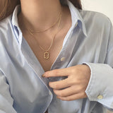 IPARAM Thick Chain Toggle Clasp Gold Necklaces Mixed Linked Circle Necklaces for Women Minimalist Choker Necklace Hot Jewelry daiiibabyyy