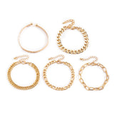 5Pcs/Set Bohemian Punk Cuban Chain Bracelets Set for Women Lock Snake Link Charm Bracelets Bangles Couple Fashion Wrist Jewelry daiiibabyyy