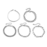 5Pcs/Set Bohemian Punk Cuban Chain Bracelets Set for Women Lock Snake Link Charm Bracelets Bangles Couple Fashion Wrist Jewelry daiiibabyyy