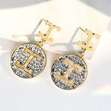 Korean New Fashion Rhinestone Hoop Earrings Shine Crystal Hollow Gold Color Round Circle Earring For Women Wedding Jewelry Gift daiiibabyyy