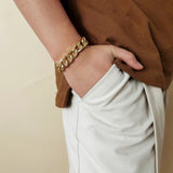 PuRui 4pcs Punk Curb Cuban Chain Bracelets Set for Women Miami Boho Thick Gold Color Charm Bracelets Bangles Fashion Jewelry daiiibabyyy