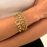 PuRui 4pcs Punk Curb Cuban Chain Bracelets Set for Women Miami Boho Thick Gold Color Charm Bracelets Bangles Fashion Jewelry daiiibabyyy