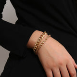 PuRui 4pcs Punk Curb Cuban Chain Bracelets Set for Women Miami Boho Thick Gold Color Charm Bracelets Bangles Fashion Jewelry daiiibabyyy
