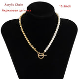 2021 New Fashion Baroque Pearl Chain Necklace Women Collar Wedding Punk Toggle Clasp Circle Lariat Bead Choker Necklaces Jewelry daiiibabyyy
