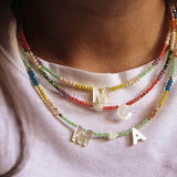 Name Initial Shell Letter Pendant Necklace for Women Crystal Evil Eyes Natural Stone Stainless Steel Choker Fashion New Jewelry daiiibabyyy