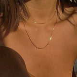 Kpop Women Neck Chain Gold Color Choker Necklaces Thin Chain On The Neck Minimalist Pendant Jewelry 2021 Chocker Collar For Girl daiiibabyyy