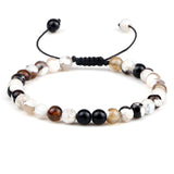 6mm Natural Stone Men Bracelets Charm Tiger Eye Black Beads Bracelet Braided Bangle Adjustable Charm Women Yoga Jewelry pulseras daiiibabyyy