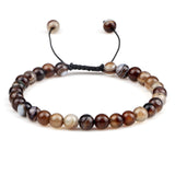 6mm Natural Stone Men Bracelets Charm Tiger Eye Black Beads Bracelet Braided Bangle Adjustable Charm Women Yoga Jewelry pulseras daiiibabyyy