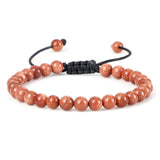 6mm Natural Stone Men Bracelets Charm Tiger Eye Black Beads Bracelet Braided Bangle Adjustable Charm Women Yoga Jewelry pulseras daiiibabyyy