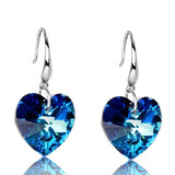 2021 Austria Crystal Silver Plated Earrings Blue Heart of Ocean Shaped Earring for Birthday Gift for Women pendientes mujer moda daiiibabyyy