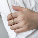 7PCS/SET Korea Fashion Mixed Minimalist Ring Set Geometric Round Metal Gold Silver Color Cuff Open Rings Jewelry For Women daiiibabyyy