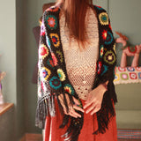 2021 Pure Handmade Retro Mori Girl Mori Arts Fan Knit Hollow Scarf Shawl Original Triangle Scarf Tassel Cape daiiibabyyy