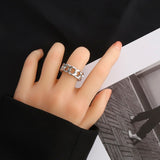 LATS Punk Metal Geometry Circular Punk Rings Set Opening Index Finger Accessories Buckle Joint Tail Ring for Women Jewelry Gifts daiiibabyyy