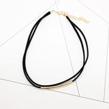 New Fashion Bending Tube Velvet Choker Necklace Double Layer Style Torque Black Short Leather Necklace Charm Collier Femme daiiibabyyy