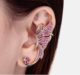 2021 New Silver Plated Angel Wing Stylist Crystal Earrings Drop Dangle Ear Stud For Women Long Cuff Earring Bohemia Jewelrys daiiibabyyy