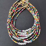 Fashion Bohemia Handmade Diy Rice Bead Necklace Letter Lucky Love Angel Choker Clavicular Chain Colorful Female Beach Jewelry daiiibabyyy