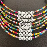 Fashion Bohemia Handmade Diy Rice Bead Necklace Letter Lucky Love Angel Choker Clavicular Chain Colorful Female Beach Jewelry daiiibabyyy