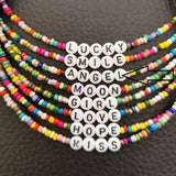 Fashion Bohemia Handmade Diy Rice Bead Necklace Letter Lucky Love Angel Choker Clavicular Chain Colorful Female Beach Jewelry daiiibabyyy