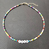 Fashion Bohemia Handmade Diy Rice Bead Necklace Letter Lucky Love Angel Choker Clavicular Chain Colorful Female Beach Jewelry daiiibabyyy