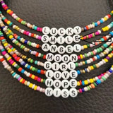 Fashion Bohemia Handmade Diy Rice Bead Necklace Letter Lucky Love Angel Choker Clavicular Chain Colorful Female Beach Jewelry daiiibabyyy