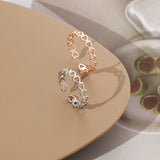 LATS Gold Silver Color Hollowed-out Heart Shape Open Ring Design Cute Fashion Love Jewelry for Women Girl Child Gifts Adjustable daiiibabyyy