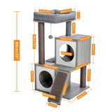 Cat Tree Cat Tower with Scratching Posts and Plush Condo Cat Furniture for Small Spaces Multi-Level Stand House Activity Tower daiiibabyyy